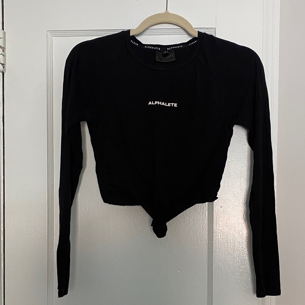 Alphalete Black Long Sleeve Knot Front Tee
